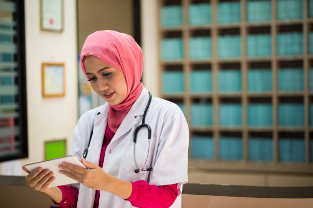 Female Muslim undergraduate Doctor in a clinic